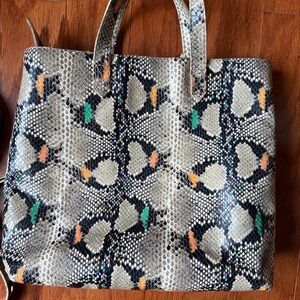 Madewell Medium Snake Pattern Taupe Handbag w/Detachable Shoulder Strap